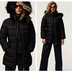 ZARA quilted down feather coat water repellent windproof